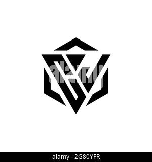CJ Logo monogram with triangle and hexagon modern design template isolated on white background Stock Vector