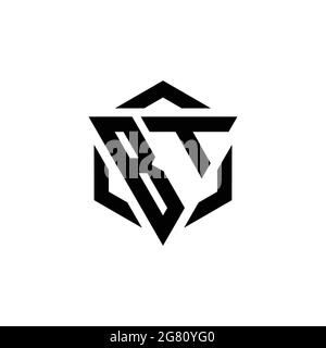 BT Logo monogram with triangle and hexagon modern design template isolated on white background Stock Vector