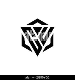 CU Logo monogram with triangle and hexagon modern design template isolated on white background Stock Vector