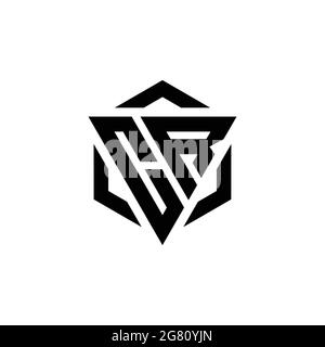 CR Logo monogram with triangle and hexagon modern design template isolated on white background Stock Vector