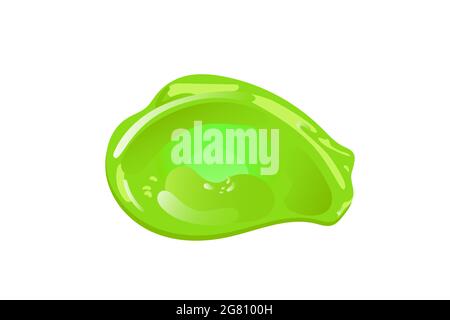 Green slime in lat cartoon style. Toxic jelly splashes, drops or stains. Vector design for Halloween. Stock Vector