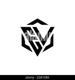 EV Logo monogram with triangle and hexagon modern design template isolated on white background Stock Vector