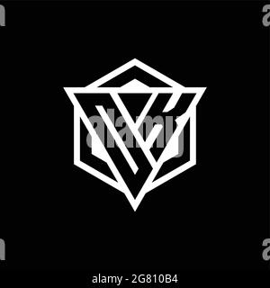 OK logo monogram with triangle and hexagon shape combination isolated on back and white colors Stock Vector