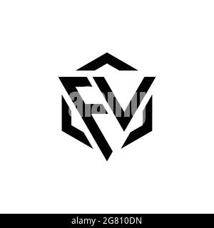 FV Logo monogram with triangle and hexagon modern design template isolated on white background Stock Vector