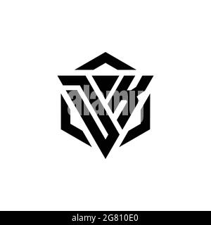DK Logo monogram with triangle and hexagon modern design template isolated on white background Stock Vector
