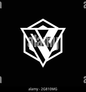 PJ logo monogram with triangle and hexagon shape combination isolated on back and white colors Stock Vector