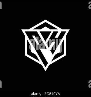 PH logo monogram with triangle and hexagon shape combination isolated on back and white colors Stock Vector