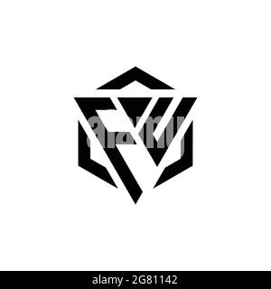 FU Logo monogram with triangle and hexagon modern design template isolated on white background Stock Vector