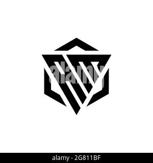AM Logo monogram with triangle and hexagon modern design template isolated on white background Stock Vector