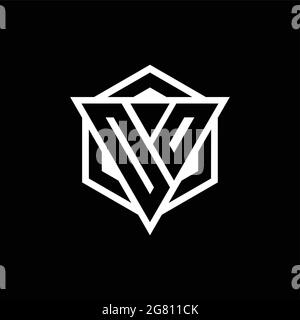 OO logo monogram with triangle and hexagon shape combination isolated on back and white colors Stock Vector