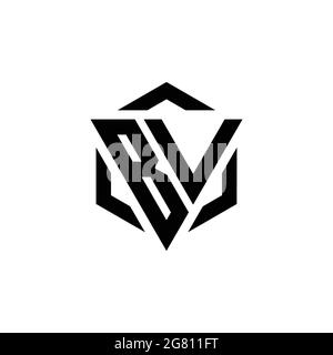 BV Logo monogram with triangle and hexagon modern design template isolated on white background Stock Vector