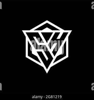 SH logo monogram with triangle and hexagon shape combination isolated on back and white colors Stock Vector