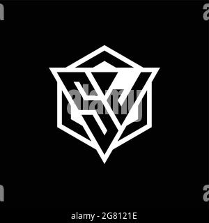 SJ logo monogram with triangle and hexagon shape combination isolated on back and white colors Stock Vector