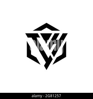 IH Logo monogram with triangle and hexagon modern design template isolated on white background Stock Vector