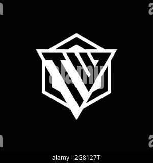 TW logo monogram with triangle and hexagon shape combination isolated on back and white colors Stock Vector