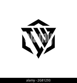 IW Logo monogram with triangle and hexagon modern design template isolated on white background Stock Vector