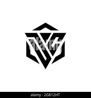 DC Logo monogram with triangle and hexagon modern design template isolated on white background Stock Vector