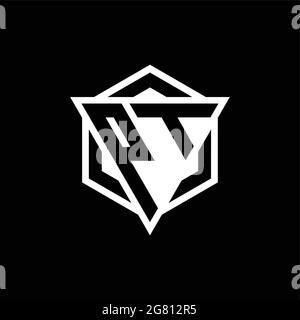 PT logo monogram with triangle and hexagon shape combination isolated on back and white colors Stock Vector