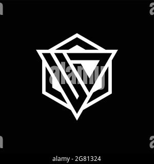 UD logo monogram with triangle and hexagon shape combination isolated on back and white colors Stock Vector