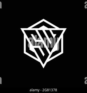 SW logo monogram with triangle and hexagon shape combination isolated on back and white colors Stock Vector