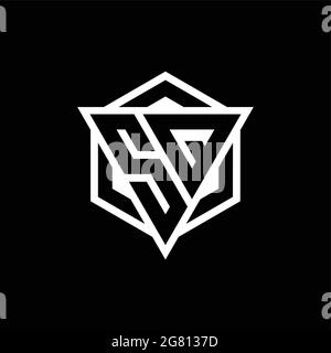 SQ logo monogram with triangle and hexagon shape combination isolated on back and white colors Stock Vector