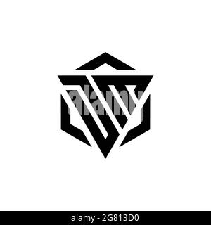 DM Logo monogram with triangle and hexagon modern design template isolated on white background Stock Vector