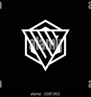 UW logo monogram with triangle and hexagon shape combination isolated on back and white colors Stock Vector