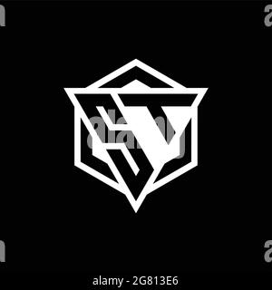 ST logo monogram with triangle and hexagon shape combination isolated on back and white colors Stock Vector