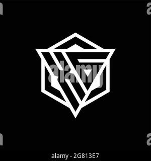 XG logo monogram with triangle and hexagon shape combination isolated on back and white colors Stock Vector