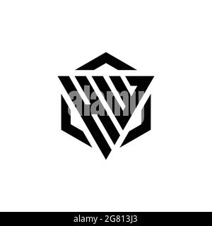 HW Logo monogram with triangle and hexagon modern design template isolated on white background Stock Vector
