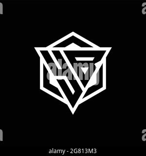 YB logo monogram with triangle and hexagon shape combination isolated on back and white colors Stock Vector