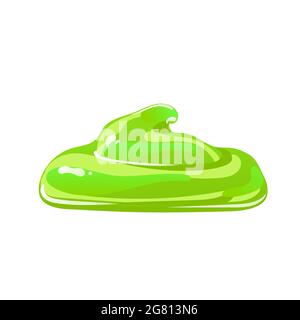 Green slime in lat cartoon style. Toxic jelly splashes, drops or stains. Vector design for Halloween. Stock Vector