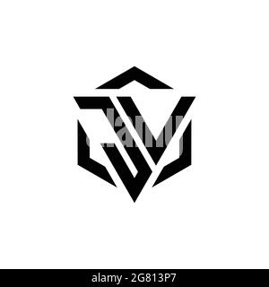 JV Logo monogram with triangle and hexagon modern design template isolated on white background Stock Vector