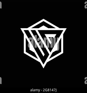 UQ logo monogram with triangle and hexagon shape combination isolated on back and white colors Stock Vector