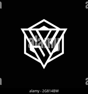 YU logo monogram with triangle and hexagon shape combination isolated on back and white colors Stock Vector
