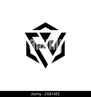 FJ Logo monogram with triangle and hexagon modern design template isolated on white background Stock Vector