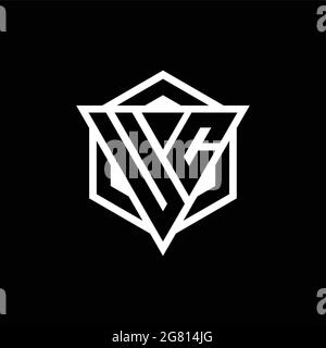 UC logo monogram with triangle and hexagon shape combination isolated on back and white colors Stock Vector