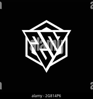 ZN logo monogram with triangle and hexagon shape combination isolated on back and white colors Stock Vector