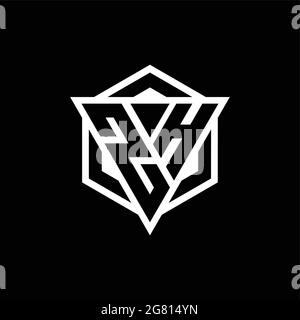 ZH logo monogram with triangle and hexagon shape combination isolated on back and white colors Stock Vector