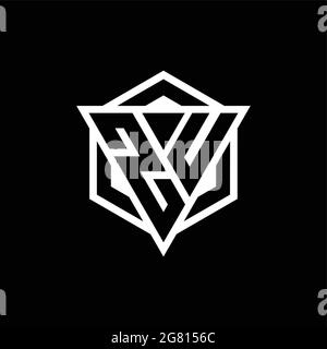 ZU logo monogram with triangle and hexagon shape combination isolated on back and white colors Stock Vector