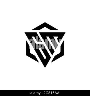 GM Logo monogram with triangle and hexagon modern design template isolated on white background Stock Vector