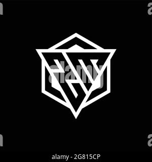 ZM logo monogram with triangle and hexagon shape combination isolated on back and white colors Stock Vector