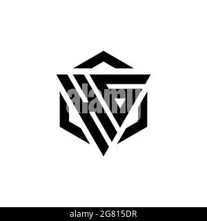 HG Logo monogram with triangle and hexagon modern design template isolated on white background Stock Vector