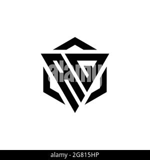 AQ Logo monogram with triangle and hexagon modern design template isolated on white background Stock Vector