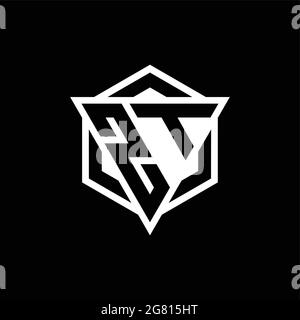 ZT logo monogram with triangle and hexagon shape combination isolated on back and white colors Stock Vector