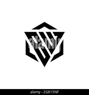 BW Logo monogram with triangle and hexagon modern design template isolated on white background Stock Vector