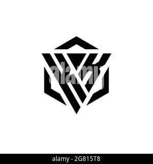 KK Logo monogram with triangle and hexagon modern design template isolated on white background Stock Vector
