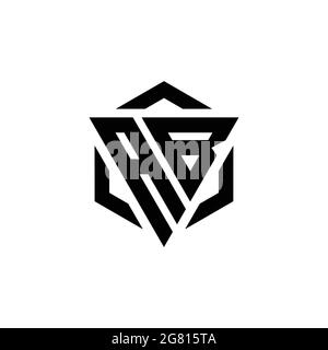 AB Logo monogram with triangle and hexagon modern design template isolated on white background Stock Vector