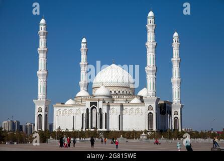 Nur Sultan  Kazakhstan- 05 01 2017: Outside view  The Hazrat Sultan Mosque in Astana capital of Kazakhstan Stock Photo