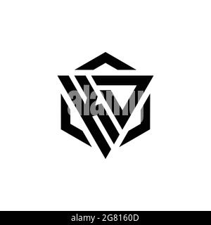 KD Logo monogram with triangle and hexagon modern design template isolated on white background Stock Vector